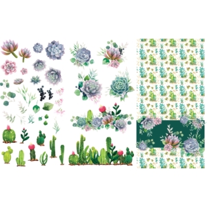 Belles and Whistles Cacti & Succulents Transzfer méret: 65.5 x 98 cm (6 lapból áll)