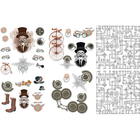 Belles and Whistles Steampunk Transzfer 65.5 x 98 cm (6 lapból áll)