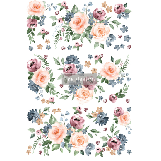 Redesign Decor Transfers® - Watercolor Bloom - total sheet size 24"x35"