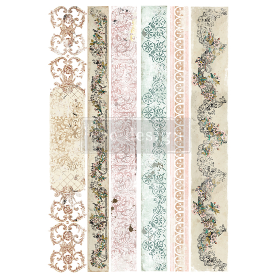 Redesign Decor Transfers® - Distressed Borders II - Total sheet size 24"x35"